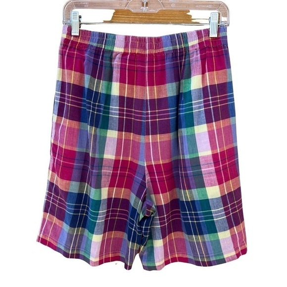 Vintage Pleated Colourful Plaid High Rise Lightweight Shorts - Picture 2 of 6